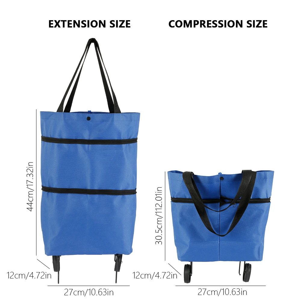 Складная многоразовая сумка для покупок из ткани Оксфорд Портативная на колесах
