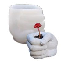 fist flower pot clay silicone mold diy handmade home garden vase concrete cement molds pen makeup brush storage organizer mould