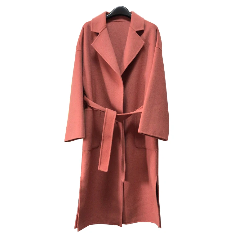 Женское длинное кашемировое пальто Hiver корейское элегантное приталенное