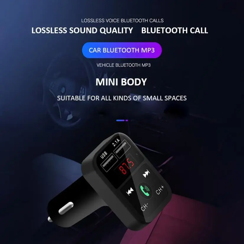 Handsfree transmisor fm bluetooth автомобильный комплект fm-радио Передатчик Автомобильный mp3 плеер USB зарядное устройство Быстрая зарядка мобильный телефон модулятор
