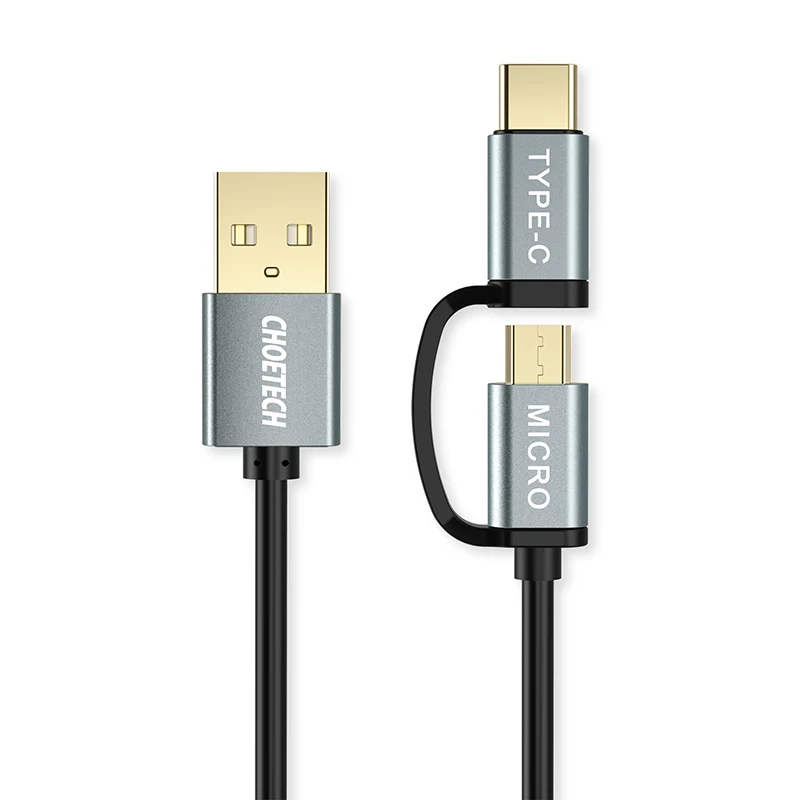 CHOETECH 2-в-1 Тип usb Закрытая акционерная Компания C& Micro USB кабель для samsung S8 1,2 м для зарядки и синхронизации c-типа изоляция кабеля для huawei и Другое USB Закрытая акционерная Компания C& устройствами Micro-USB - Цвет: Черный