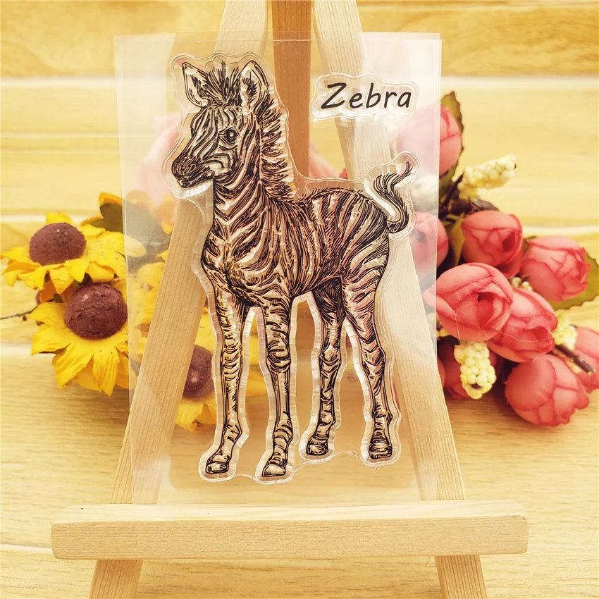 Прозрачный силиконовый штамп Little Zebra с животными для самостоятельного