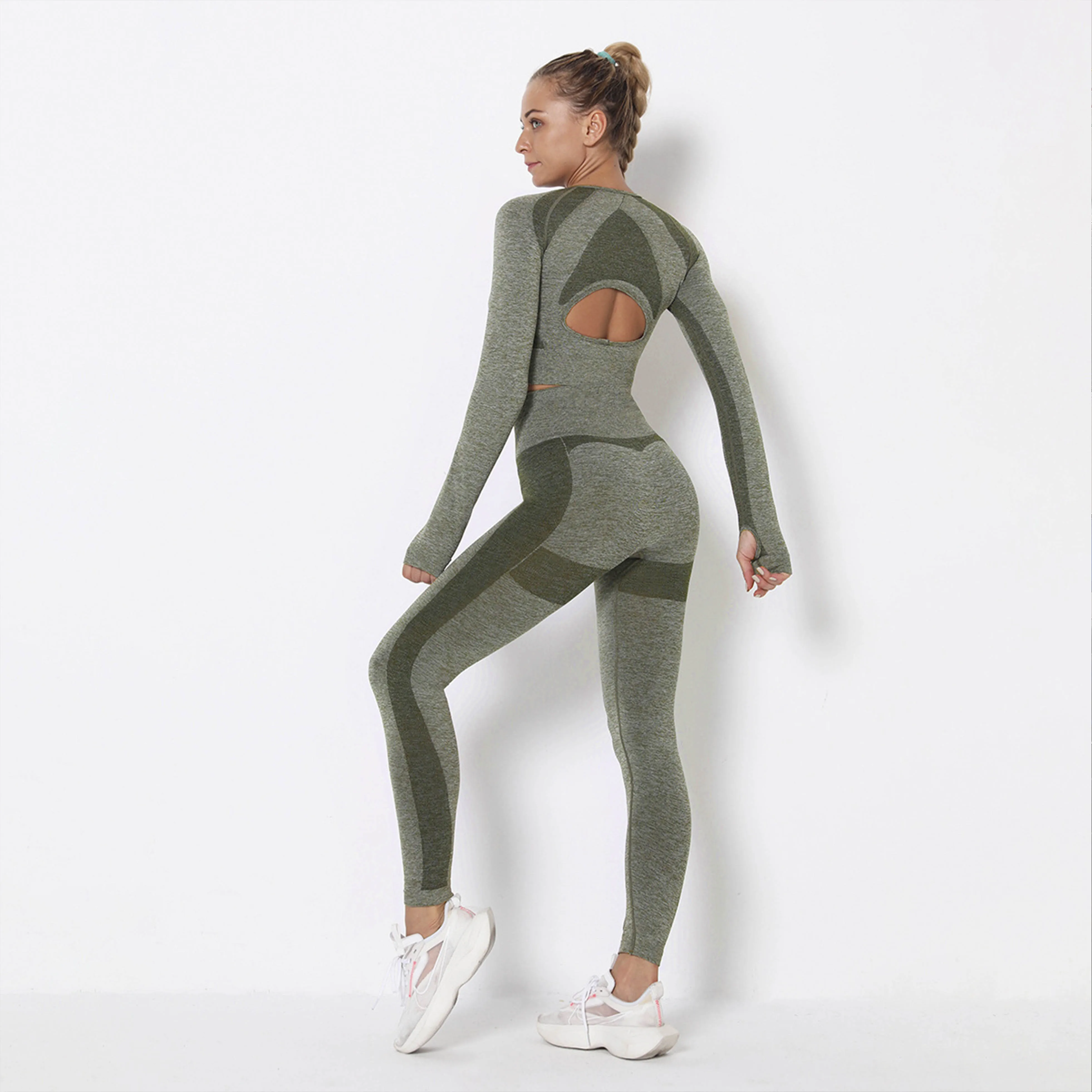 Новинка комплект из 2 предметов бесшовная спортивная одежда для йоги комплекты