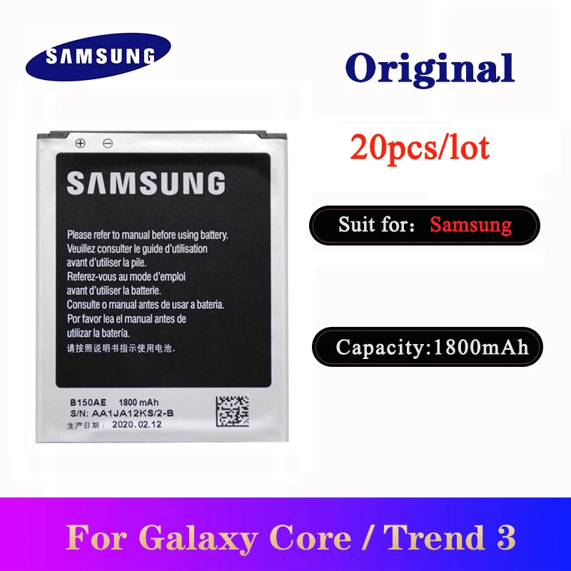 

20pcs/lot Original Battery For Samsung Galaxy Core i8260 i8262 Galaxy Trend3 G3502 G3508 G3509 SM-G350E G350 MobilePhone 1800mAh