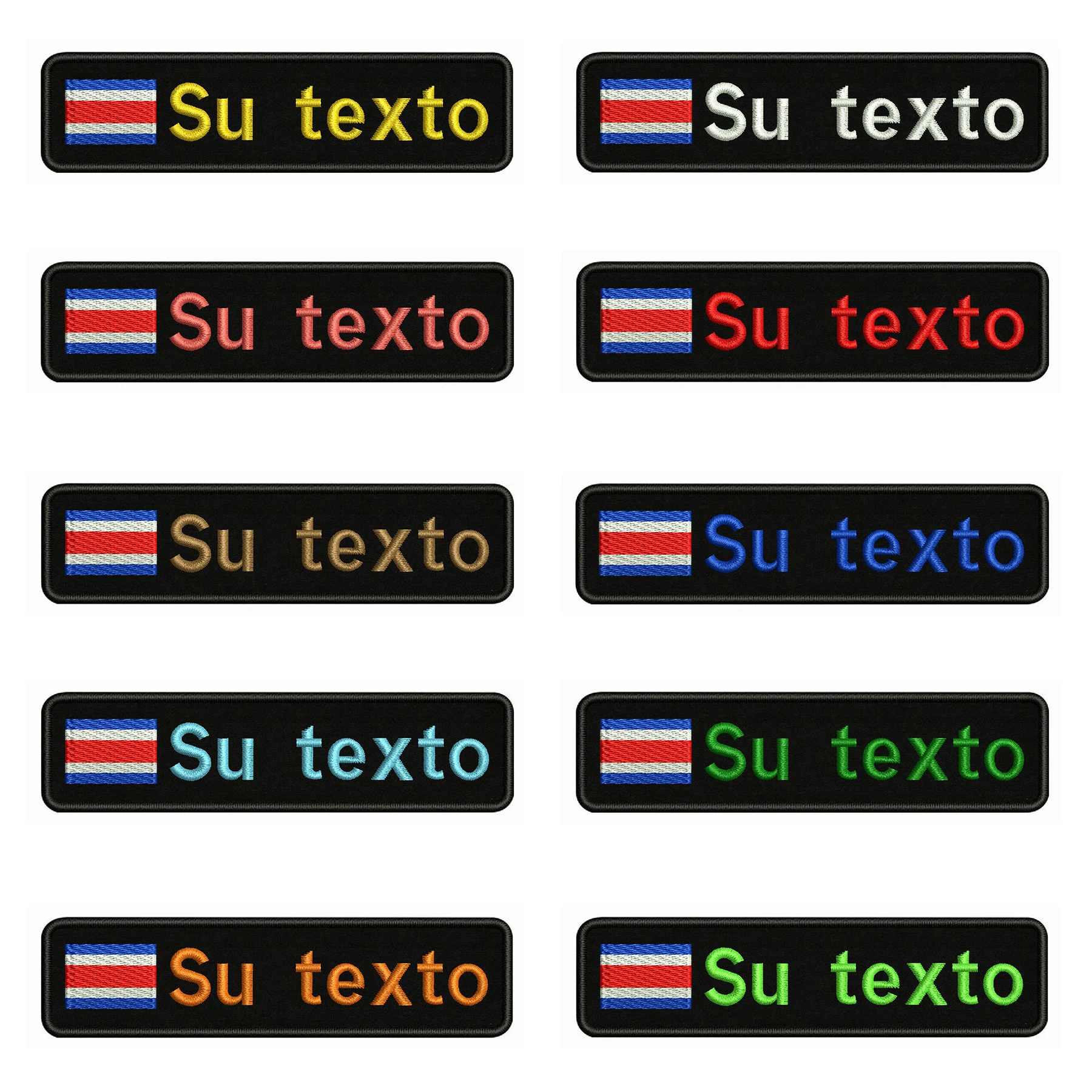 

Costa Rica Flag 10X2.5cm Embroidery Custom Name Text Patch Stripes badge Iron On Or Velcro Backing Patches For Clothes Backpack