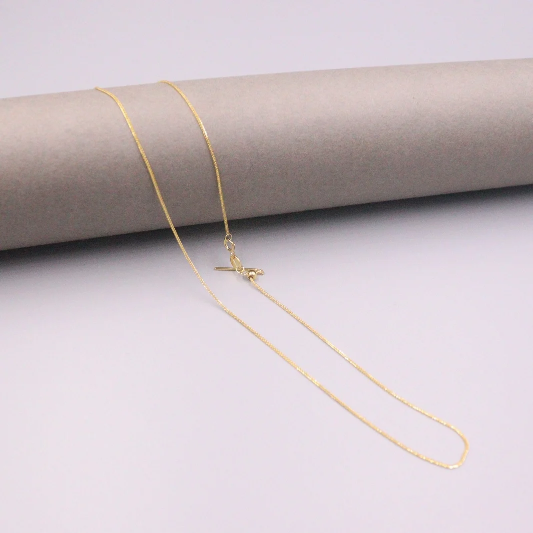 melhor Au750 Real 18k Amarelo Ouro Corrente Neckalce Para Feminino 0.9mm Fino Trigo Corrente Ligação Gargantilha Colar De Ouro 1818gift L Presente