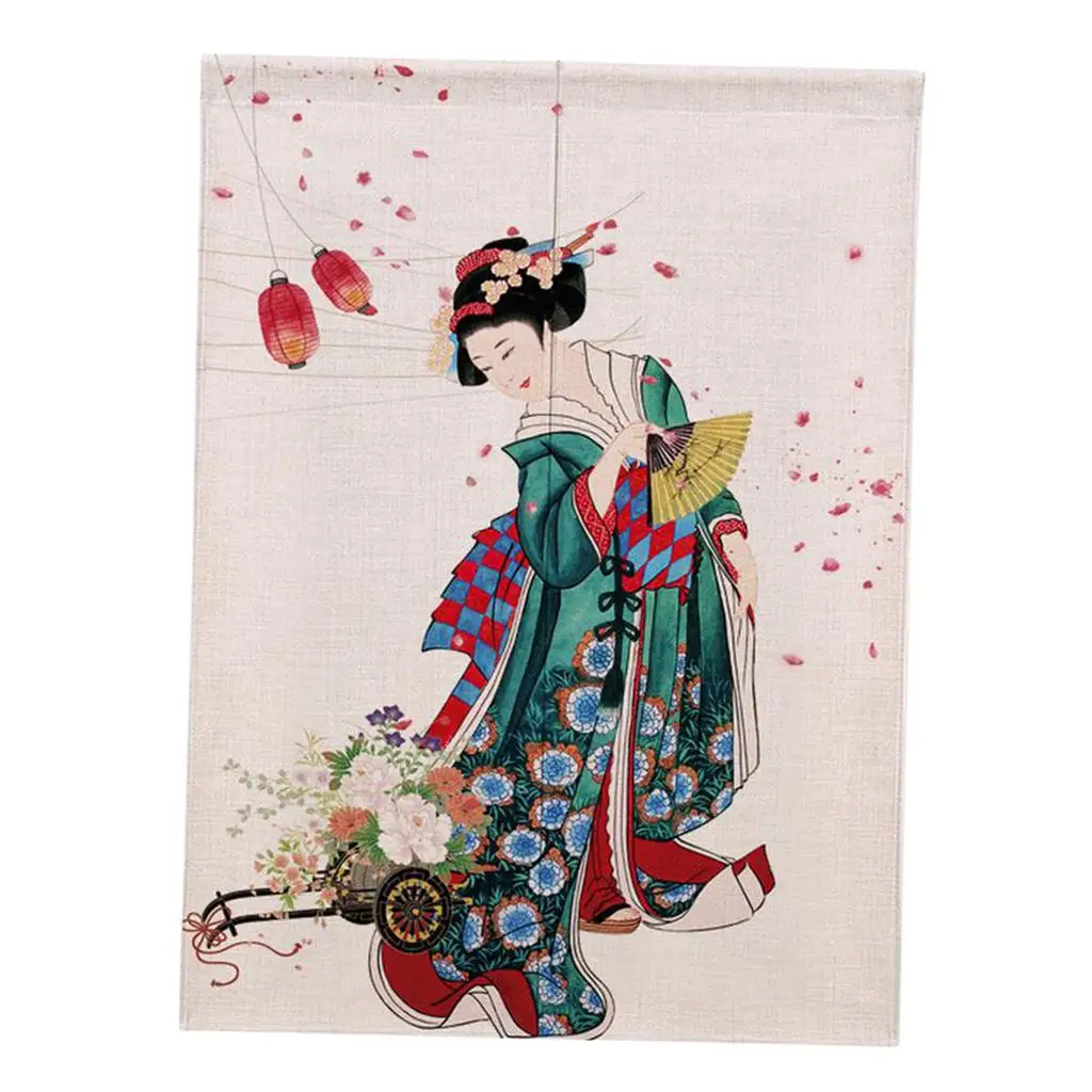 S Kimono Woman Японская дверная занавеска длинная Норен половина кухонная занавеска настенный гобелен декор для кухонное украшение для дома кафе орнамент - Цвет: S Kimono Woman