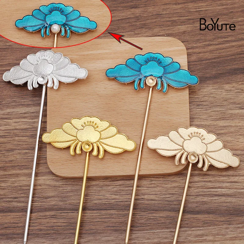 

Цветочные Палочки для волос BoYuTe (10 шт./лот) 66*30 мм из сплава, материалы ручной работы, аксессуары для рукоделия