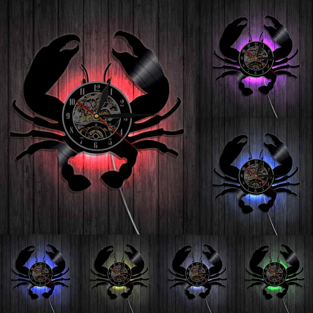 Морских животных Краб настенное искусство настенные часы морепродукты Винтаж