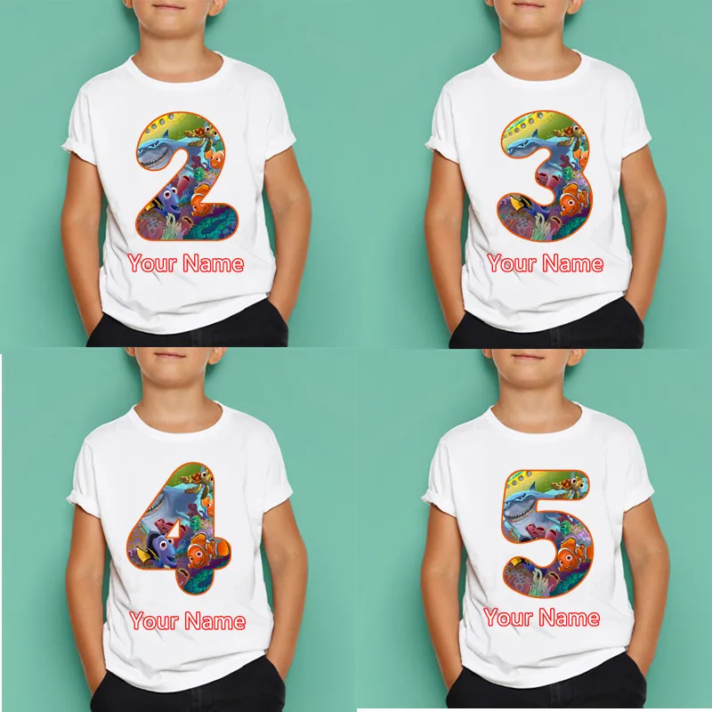 Футболка с надписью Nemo для мальчиков и девочек на день рождения детские топы