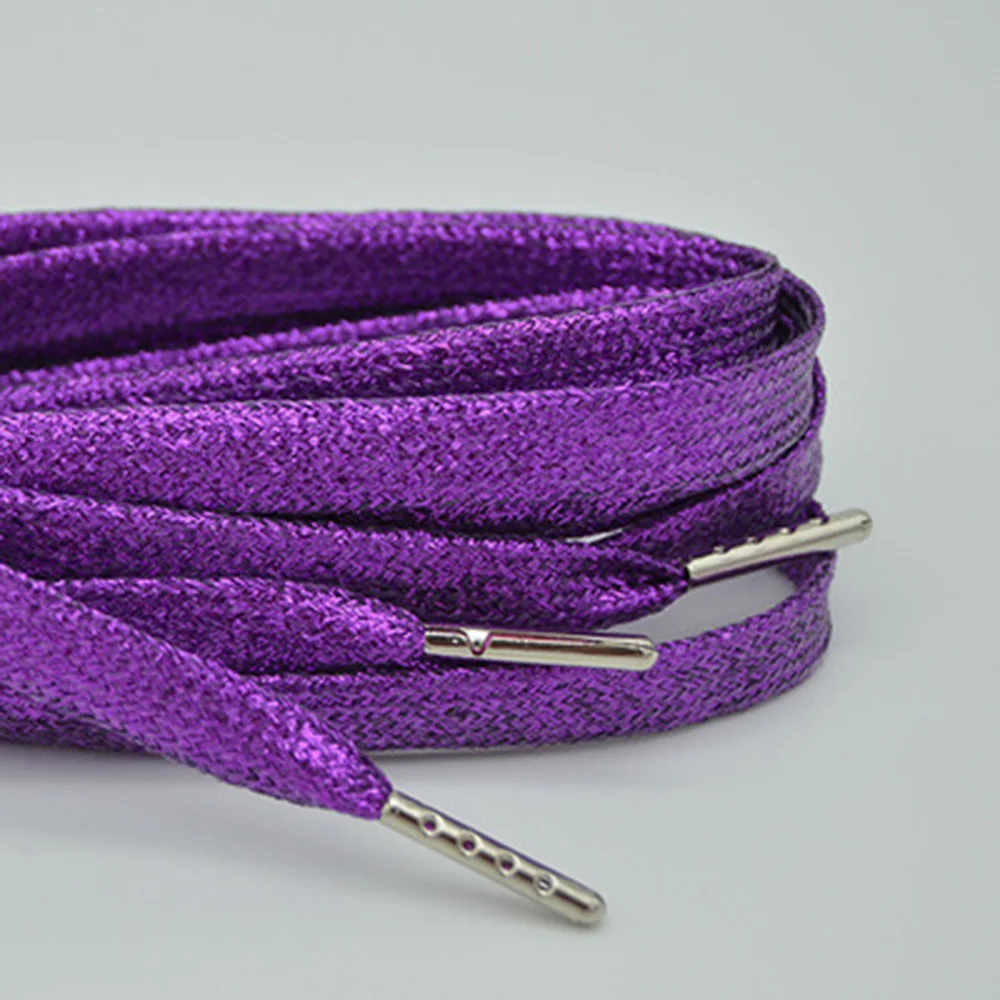 1 пара плоские шнурки серебристого цвета с металлическим наконечником фактурой