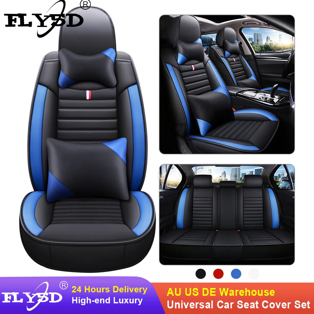 

Car Seat Covers Full Set with Waterproof Leather Universal For Most Car SUV Fit Elantra Sonata Sportage CRV Accord Chevy Equinox