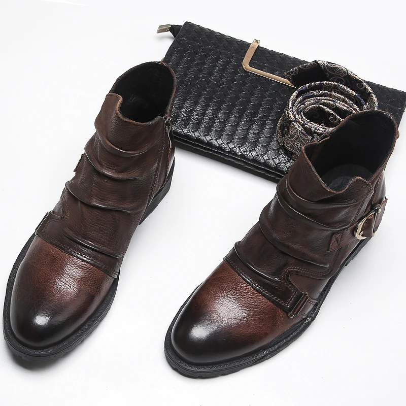 ZFTL новые мужские повседневные ботинки мартинсы из натуральной кожи ручной