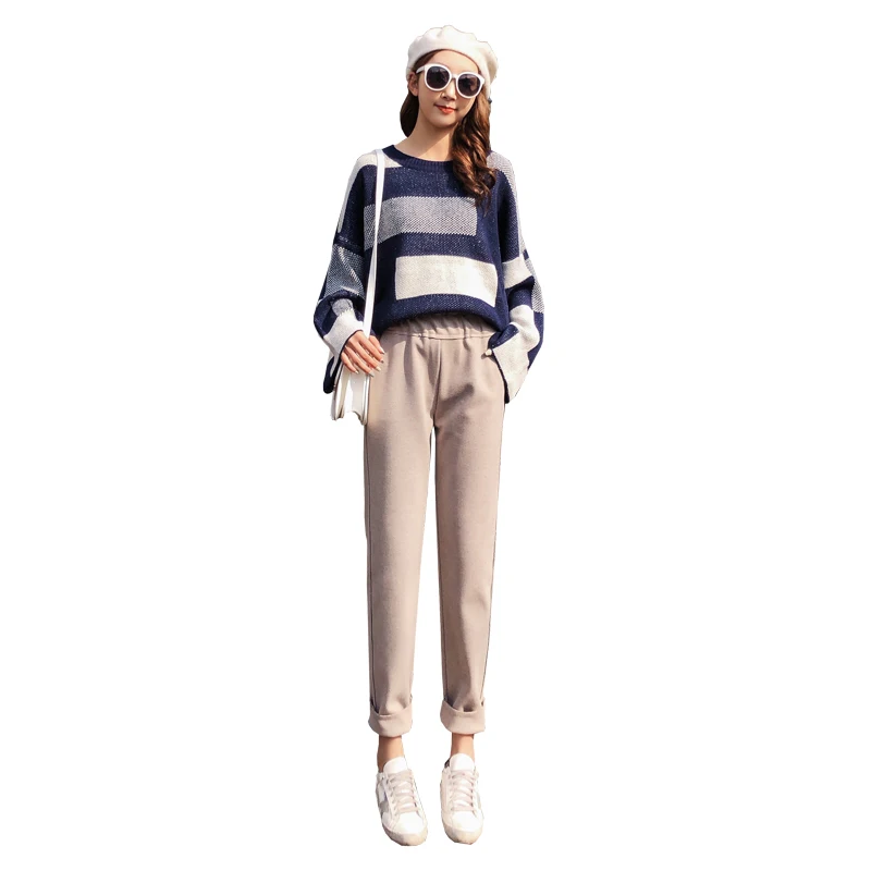 

New Elegant Fashion Women Autumn Winter Woolen High Waist Harem Pants Casual Ankle-Length Pants