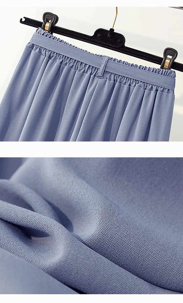 

COCOEPPS S-5XL 2020 Women Summer Large Size Wide Leg Pants Casual Elastic Waist Trousers 4XL Plus Size High Waist Chiffon Pant