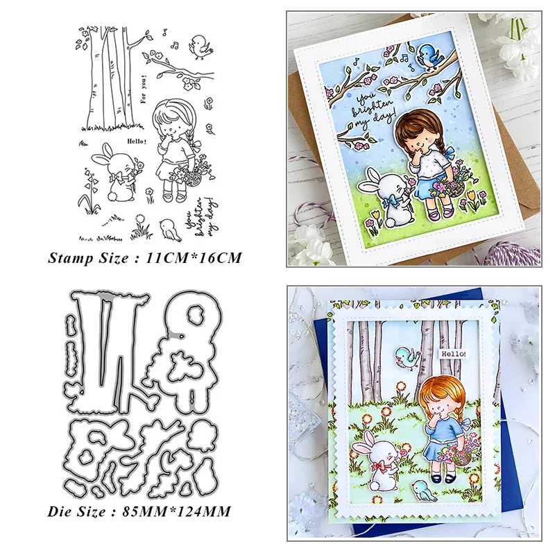 

Forest Animal Little Girl Metal Cutting Dies Seal for DIY Scrapbook Album Paper Card Decoration Crafts Embossing 2021 New Dies
