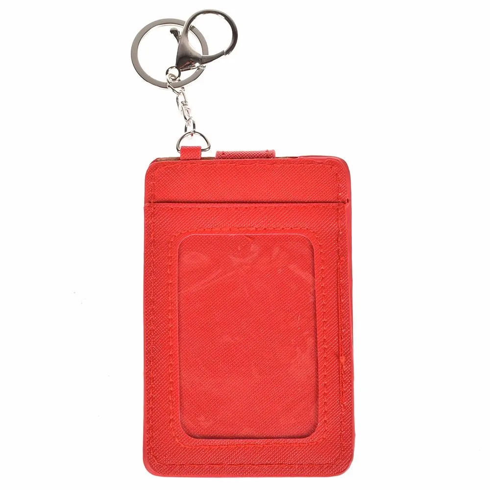 Cute Solid color Pu Leather 3 Layer ID Card Holder Pocket Portable Unisex Bus Cards Cover Case Office Work Keychain Keyring | Багаж и