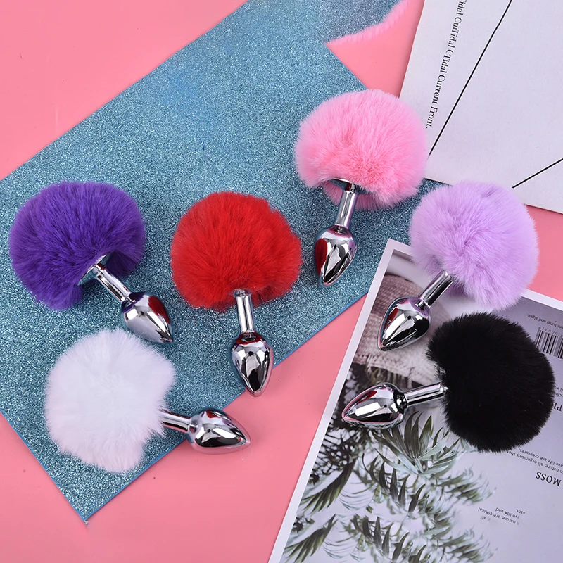 Mental Plush Rabbit Fox Tail Anal Plug Prostate Massager Butt Ear |