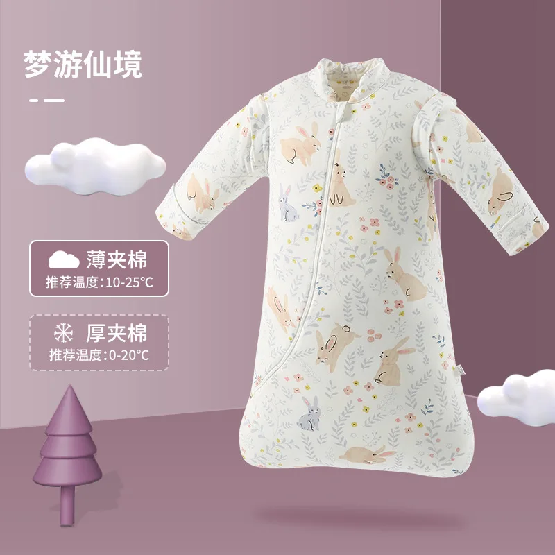 Осенне-зимний хлопковый спальный мешок для малышей со съемным рукавом мальчиков