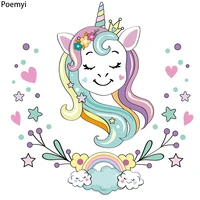 iron on rainbow unicorn patches for clothing jackets cute animal thermo transfer stickers patches on clothes accessories patch