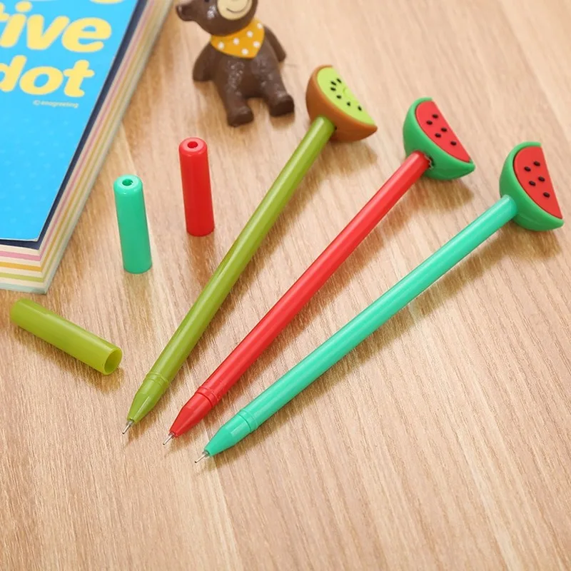 20PCs Cute Fruit Gel Pens Set Student Writing Pen Reward Cartoon Signature Pen Creative Stationery Office Supplies Wholesale