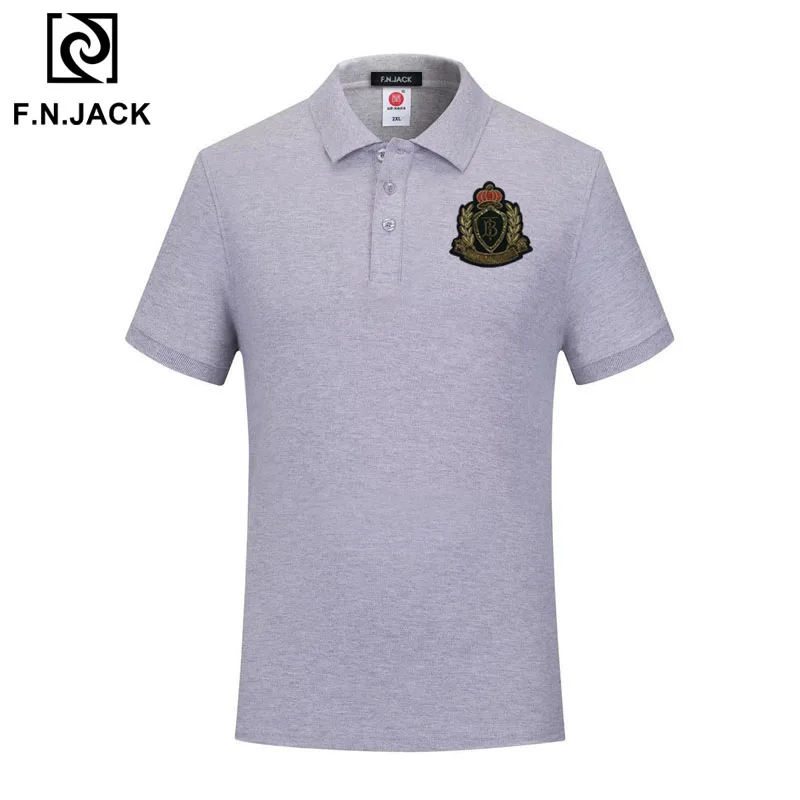 Мужская классическая рубашка поло F.N.JACK хлопковые трендовые Топы с коротким