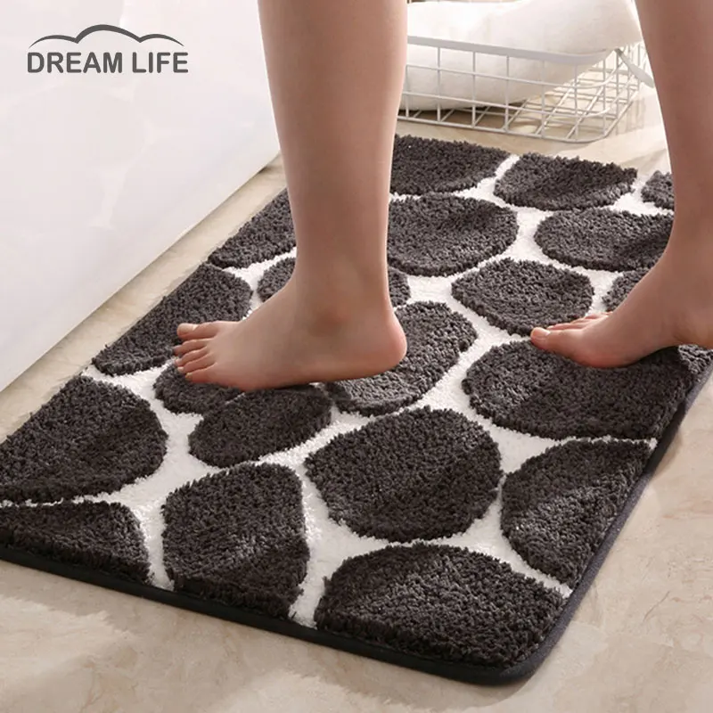 

Home Decorative Mat Household Foot Mat Bathroom Non-slip Rug Flocking Floor Mat Gray Khaki Comfotable Carpet 40x60/50x 80cm