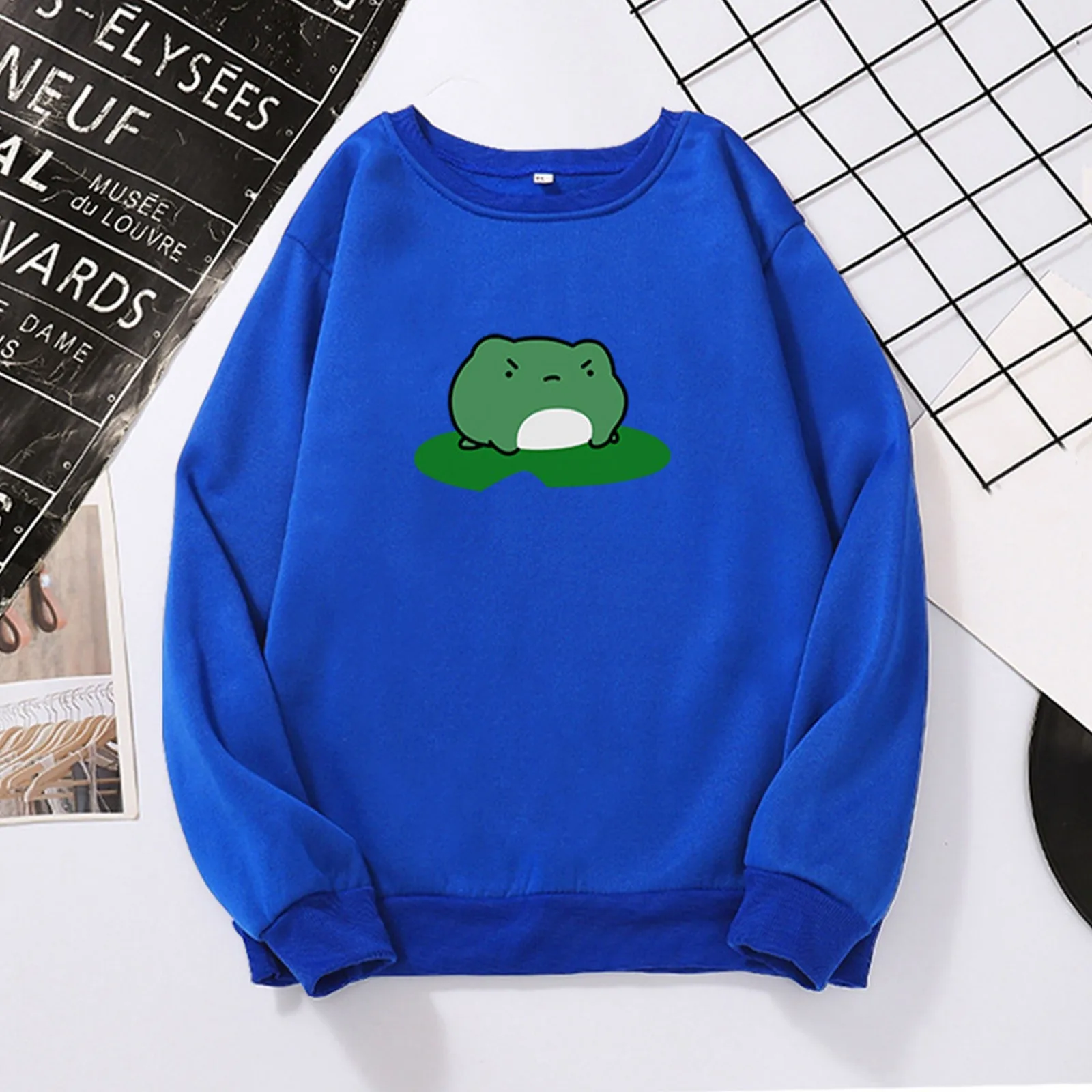 Cartoon Frogs Print Oversized Hoodies Harajuku Streetwear Chic Pullover Women Men Autumn Long Sleeve Sweatshirts #T2P