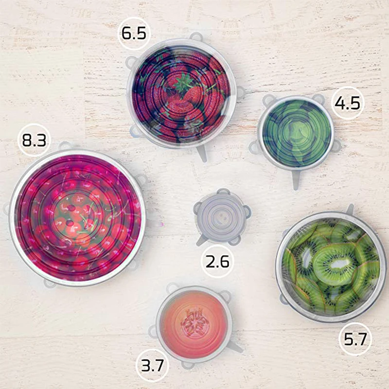 6 шт. универсальные силиконовые крышки для пищевых продуктов | Дом и сад