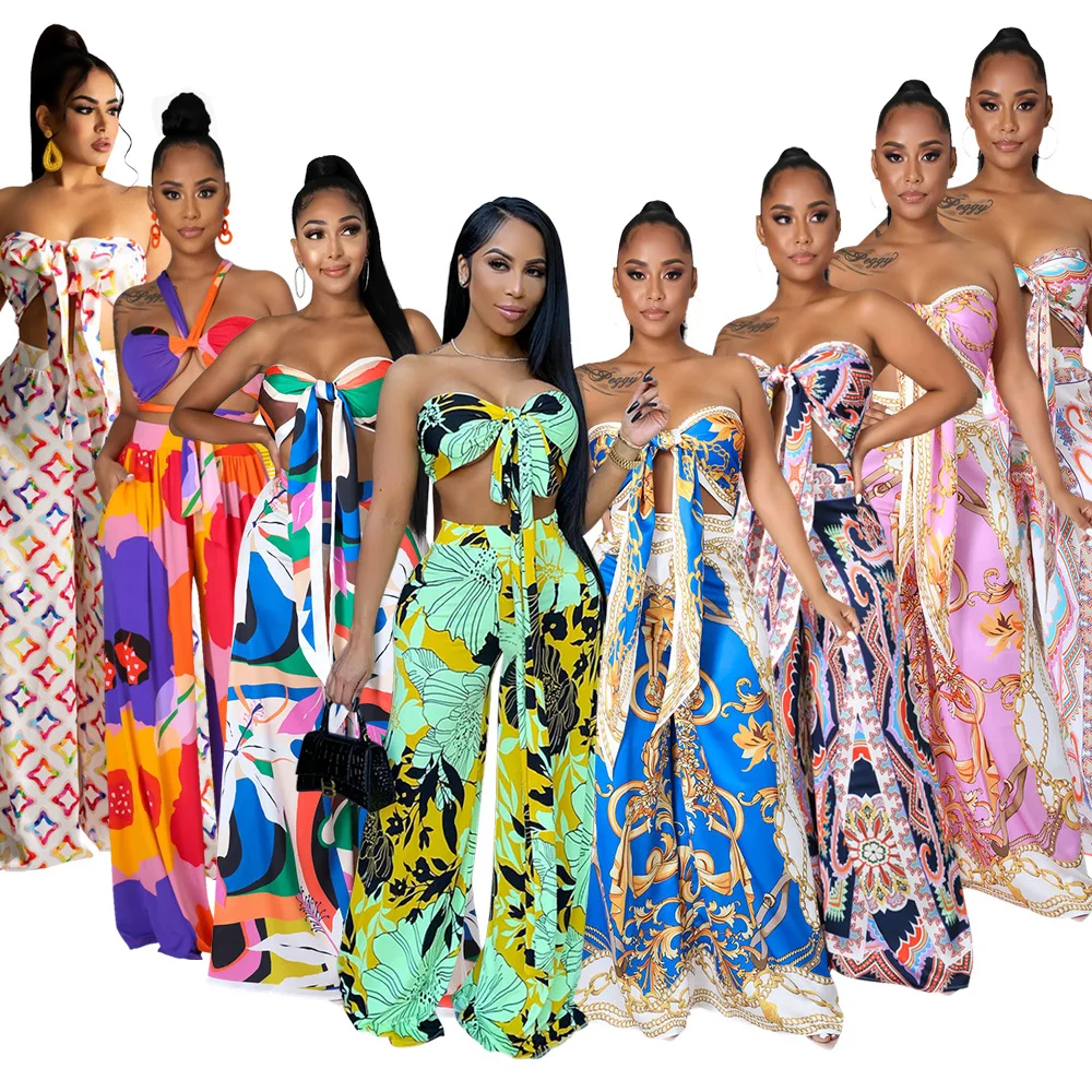 

Новинка 2021, соблазнительный повседневный комплект из двух предметов с широкими штанинами и лямками, женский элегантный комбинезон для деву...