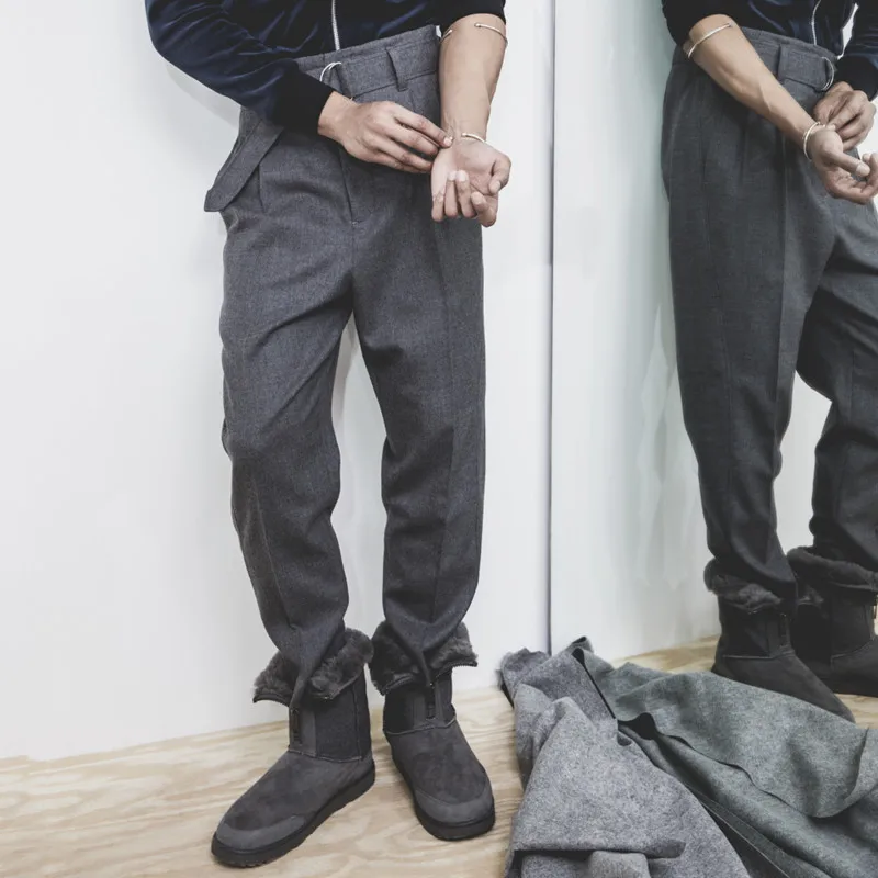 Men's Suit Pants Autumn Winter New Dark Department Personality Belt Urban Youth Leisure Loose Pants