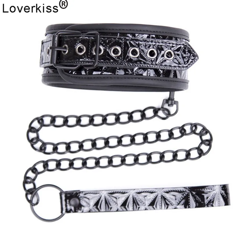 Loverkiss ошейник и поводок для рабства из искусственной кожи взрослые игры секс БДСМ