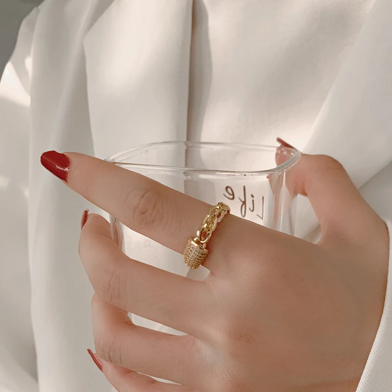 

High-Grade Japanese Style Mild Luxury Ring Women's Special-Interest Design Exquisite Ring Internet Celebrity Golden Exaggerated