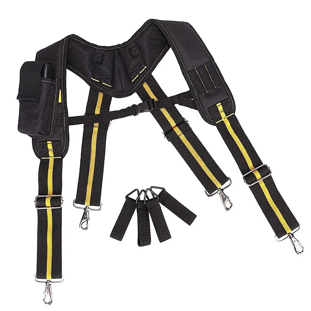

X-type Design Padded Heavy Duty Work Tool Belt Braces Suspenders with 4 Support Loops Lighten Waist Weight Adjustable Tool Belt