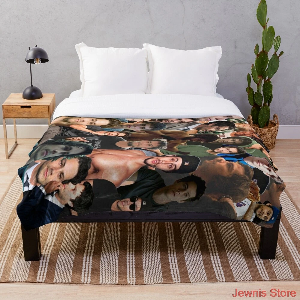 

Dylan O Brien Photo Collage Blanket Warm Cozy Letter Throw Blanket Print on Demand Sherpa Blankets for Sofa Thin Quilt