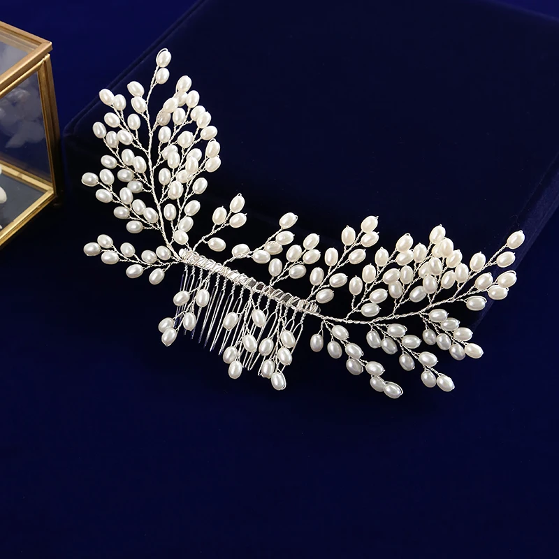 Full Handmade Brides Freshwater Pearls Hair Combs Hairbands Wedding Accessory | Украшения и аксессуары