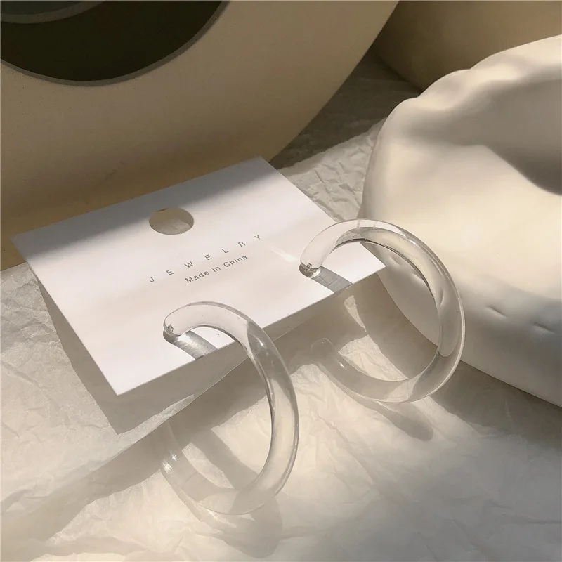 

YAOLOGE 2021 New Transparent Hoop Earrings Geometric Round Circle Earrings For Women Gift Fashion Girl Party Jewelry Oorbellen