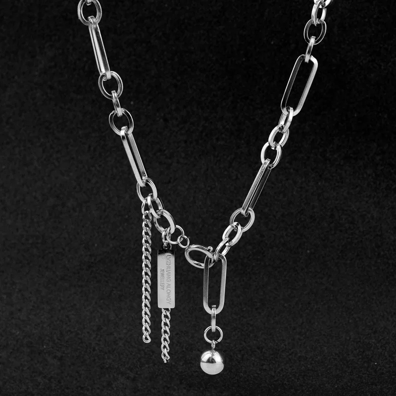 

Statement Necklace Stainless Steel Jewelry Bead Pendant Word Tag Charms Necklaces For Women Men Hip Hop Style Link Chain On Neck