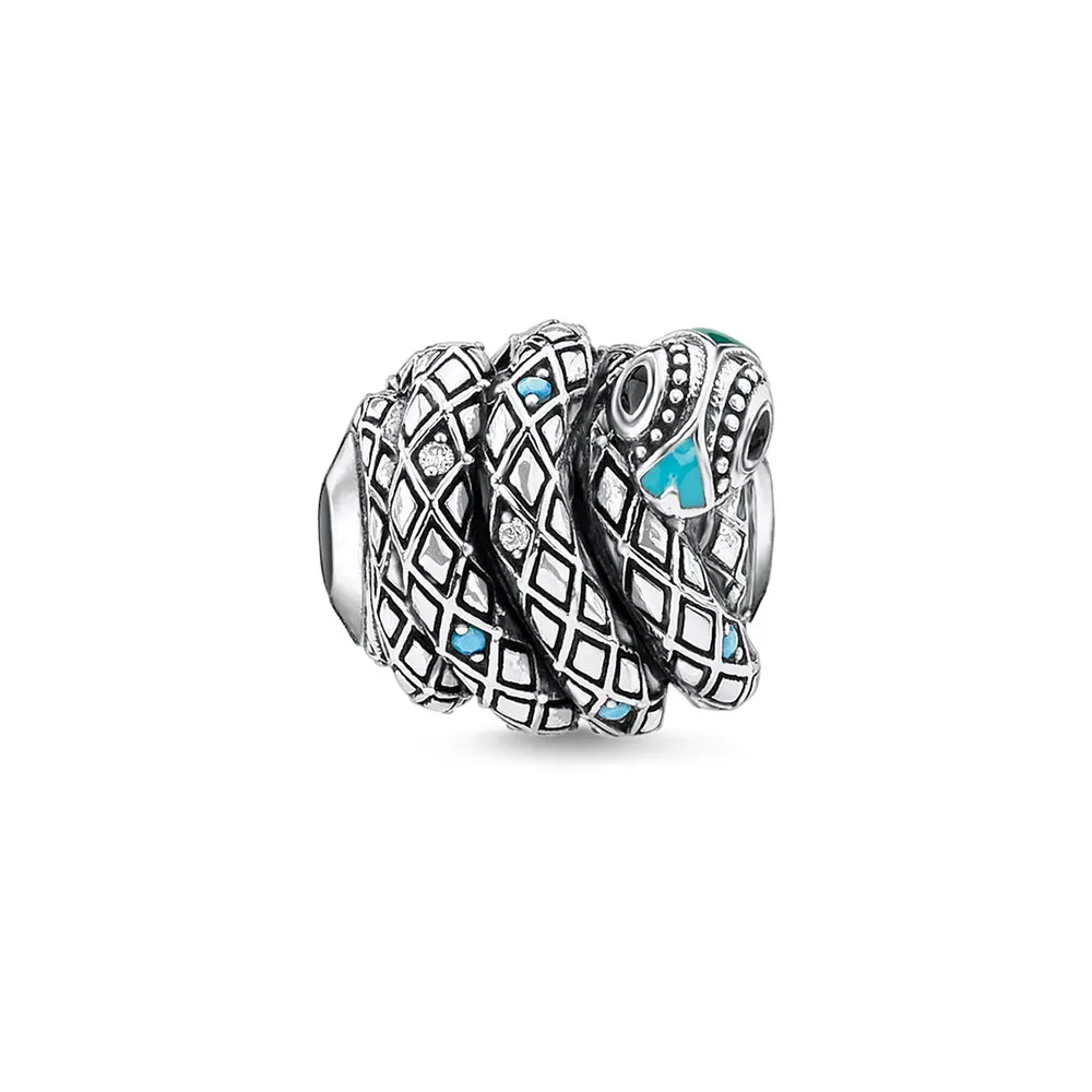 Snake Лиса, сова, змея, стрекоза, Орел, Скорпион, бисер, 925 пробы, серебро, сделай сам, бисерный браслет, ожерелье, ювелирные аксессуары, CZ, животный Шарм - Цвет: Snake