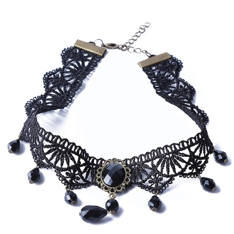 Ожерелье-чокер женское черное кружевное в викторианском стиле | Украшения и