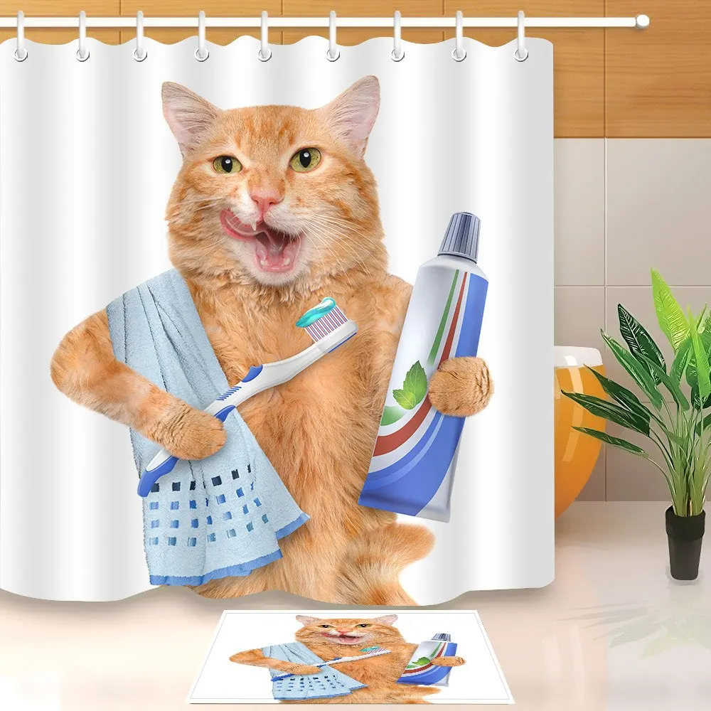 Занавеска для душа с принтом милого кота занавеска из полиэстера ванной s купания