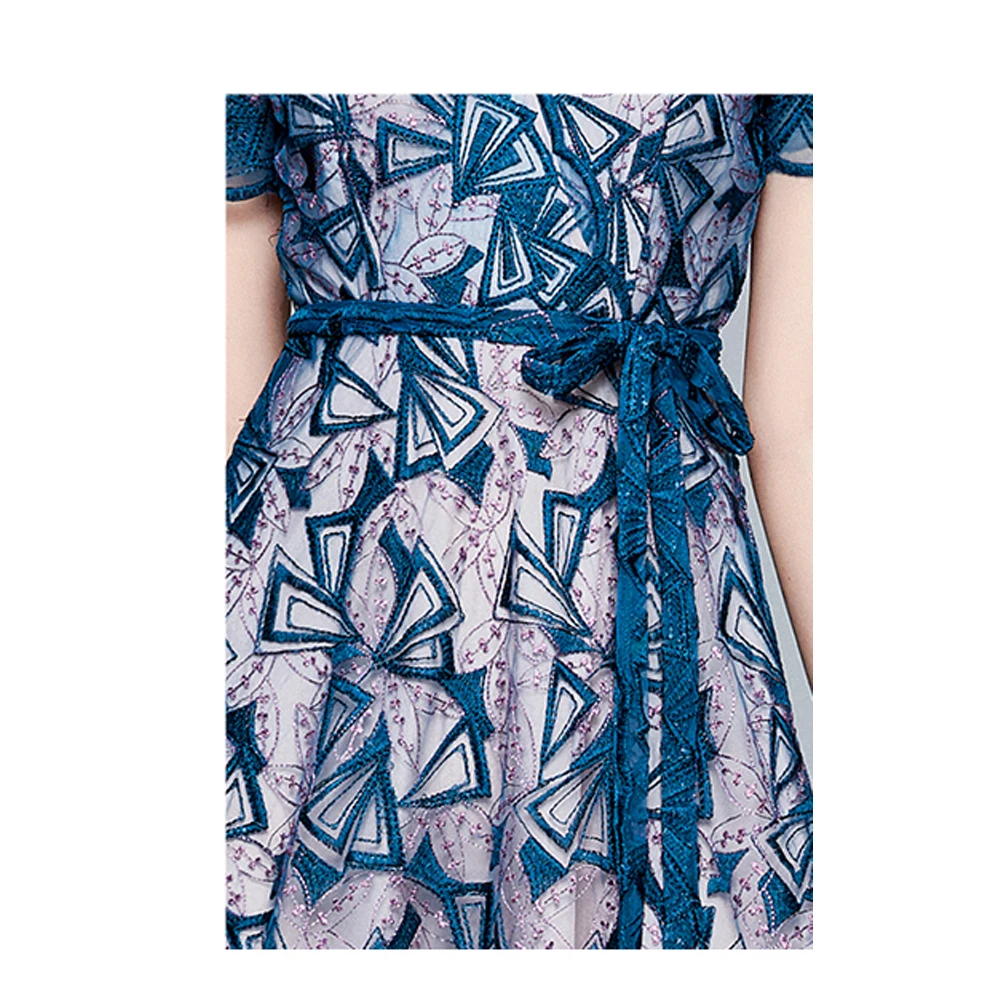 

Simgent Embroidery Dress Women Summer V-Neck Vintage Fashion Elegant Party Midi Long Luxury Dresses Robe Femme SG1565