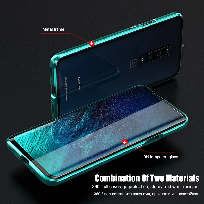 Роскошный 2-й Магнитный поглощающий металлический флип-чехол для Oneplus 7 7Pro с