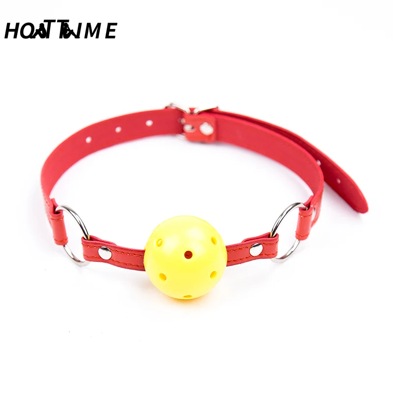 SM бондаж рот мяч кляп желтый шар штекер эротические интимные игрушки для женщин