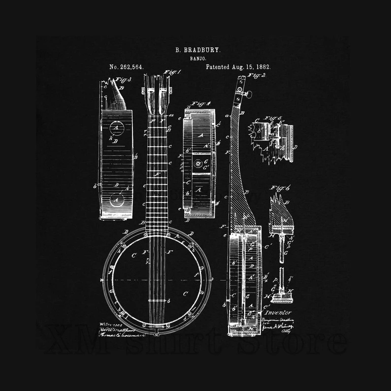 Banjo String 5 Винтажная футболка с резонатором для тенниса и гитары Мужская идея