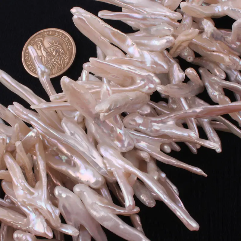 25-45mm Point Biwa V White Freshwater Pearl Beads Natural Stone For DIY Necklace Bracelet Jewelry Making 15&quotFree Shipping | Украшения и