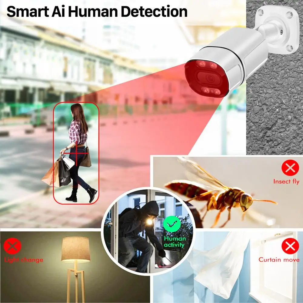 BESDER 5MP 3MP 48V POE IP-камера Наружная AI Human Detect Audio 2MP HD Security CCTV Camera P2P Инфракрасная