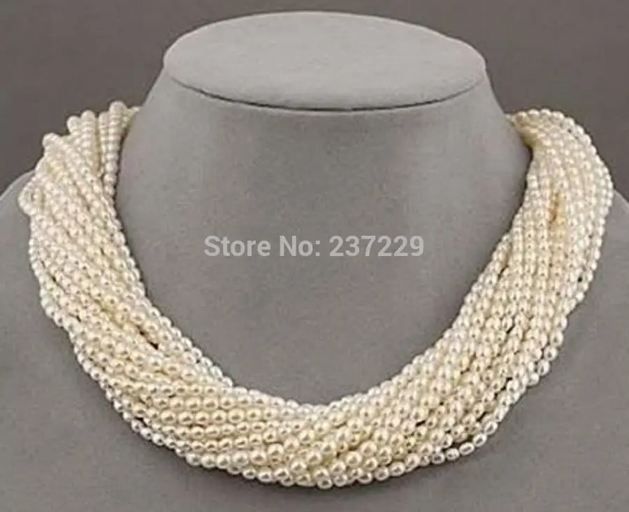 Лидер продаж оптовая цена 10 нитей очень красивое ожерелье с жемчужинами белого и