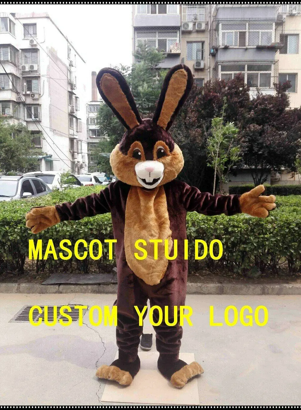 

Furry Rabbit Mascot Fursuit Brown Bunny Cartoon Doll Unisex Cosplay Costume Show Props Set Birthday Party Carnival for Boyfriend