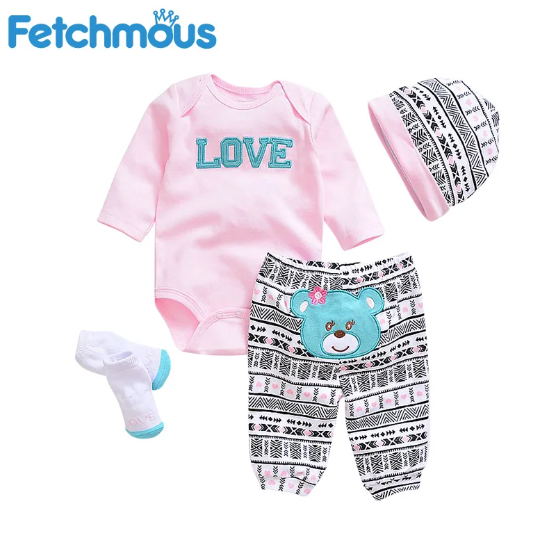 4 шт./лот для маленьких девочек мальчик одежда головной убор + штаны боди носки с